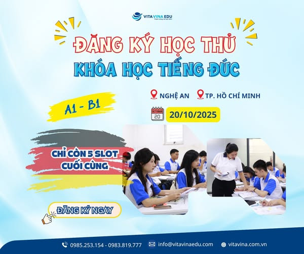Khóa Tiếng Đức Tháng 10: Học thử MIỄN PHÍ 1 tuần và ưu tiên xử lý Hồ sơ khó