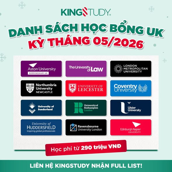 Du Học UK Kỳ Tháng 05/2026 – Cơ Hội Nhập Học Sớm & Học Bổng Lớn Từ KingStudy