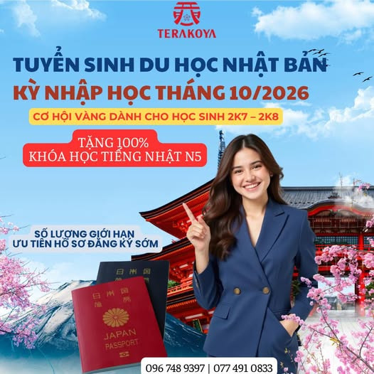 Du Học Nhật Bản 2026 – Tuyển Sinh Kỳ Nhập Học Tháng 10/2026