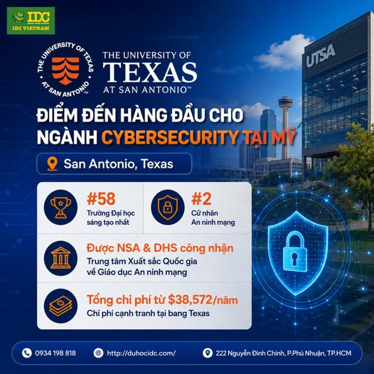 Du học Mỹ cùng IDC VIETNAM và chinh phục ngành An ninh mạng tại UTSA